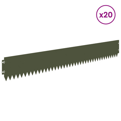 Krawężnik do trawnika 20 szt. 103 x 15 cm Stal Oliwkowy zielony