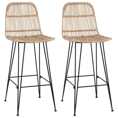 Stołek barowy 2 szt. naturalny 44 x 55 x 109 cm Rattan i Stal