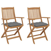 vidaXL Składane krzesła ogrodowe z poduszkami, 2 szt., drewno akacjowe