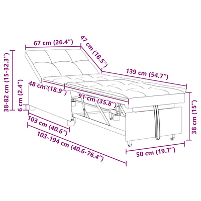 Rozkładana sofa Niebieski 194 x 50 x 82 cm tkanina