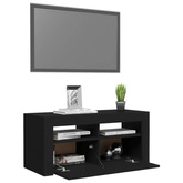 vidaXL Szafka pod TV z oświetleniem LED, czarna, 90x35x40 cm