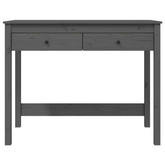 vidaXL Biurko z szufladami, szare, 100x50x78 cm, lite drewno sosnowe
