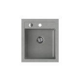 JOHNNY 100 GraniteQ zlewozmywak granitowy silver stone 1-komorowy z/o (43x50x20), z syfonem i zaślepką stal szlachetna