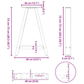 Nogi do stołu jadalnego w kształcie litery A 2 szt. Czarne 60x(72-73) cm Stal