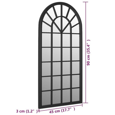 vidaXL Lustro ogrodowe, czarne, 90x45 cm, żelazna rama