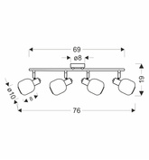 Lampa sufitowa ANDRUS srebrna 4x40W E14  elegancka klasyczna oprawa oświetleniowa do salonu sypialni korytarza garderoby