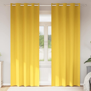 Firany blackout z kółkami 2 pcs Musztardowy Żółty 260 x 140 cm