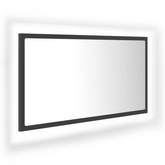 vidaXL Lustro łazienkowe z LED, szare, 80x8,5x37 cm, akryl