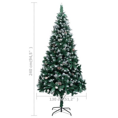 Sztuczna choinka z lampkami, bombkami i szyszkami, 240 cm vidaXL