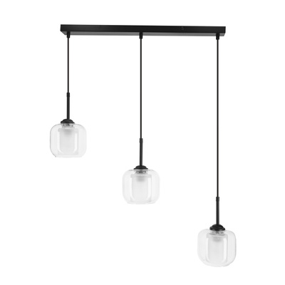 Lampa wisząca Estima potrójna szklana z kloszem do jadalni czarna E27
