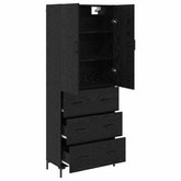 Highboard Czarny Dąb 69,5 x 34 x 180 cm Drewno inżynieryjne