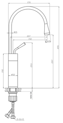 Wysoka bateria umywalkowa GABRO czarny/miedź  Invena