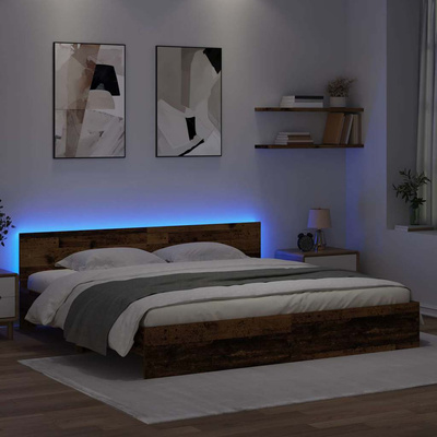 Ramka łóżka Stare drewno 200 x 200 cm Drewno inżynieryjne