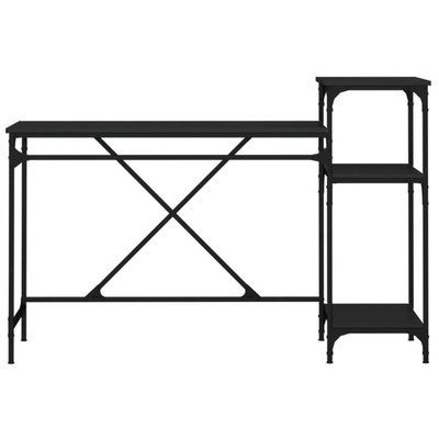 vidaXL Biurko z półkami, czarne, 135x50x90 cm, materiał drewnopochodny