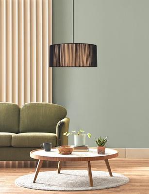 Lampa wisząca z abażurem Kioto nowoczesna czarno-drewniana 45 cm potrójna