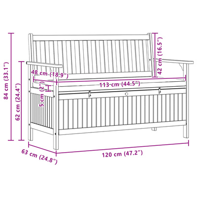 Ławka z miejscem do przechowywania 2 -Seater 120 x 63 x 84 cm