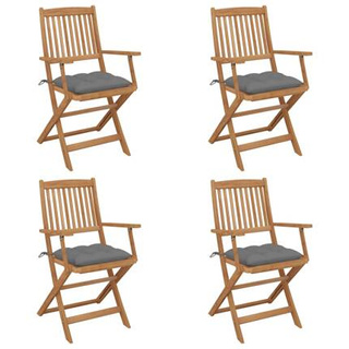vidaXL Składane krzesła ogrodowe z poduszkami, 4 szt., drewno akacjowe