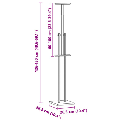 Stoiska na targi Czarny 26,5 x 26,5 x 150 cm Stal