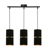 Gina lampa wisząca czarny 3x60 e27 abażur 12x25 czarny złota folia+złoty pasek