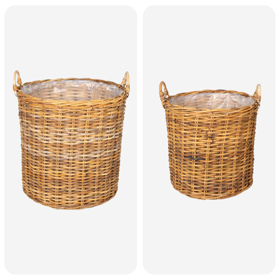 Kosz na rośliny 2 szt. Naturalny Brąz Rattan Kubu