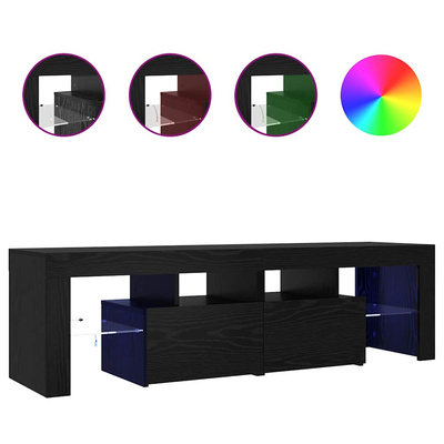Szafka pod TV z oświetleniem LED, czarny dąb, 140x36,5x40 cm