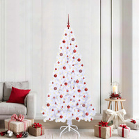 Sztuczna choinka z 300 diodami LED Biały 210 cm PVC i stal