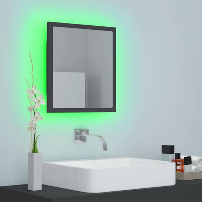 vidaXL Lustro łazienkowe LED, szare, 40x8,5x37cm, akryl