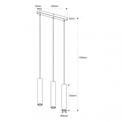 Lampa Wiszaca trzy złote tuby GU10 Abruzzo Trotti