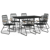 7-częściowy zestaw mebli ogrodowych, czarny, rattan PVC