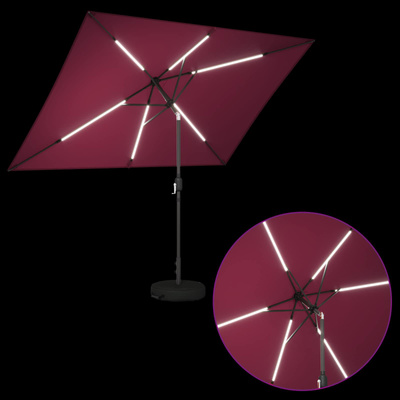 Parasol ogrodowy z oświetleniem LED i podstawą 200 x 300 cm