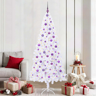 Sztuczna choinka z 300 diodami LED Biały 210 cm PVC i stal