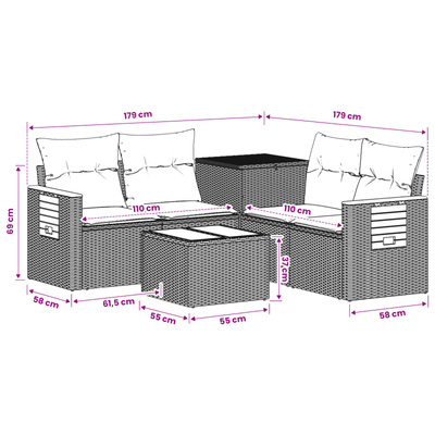 Zestaw Sof 6 szt. Czarny i kremowo-biały