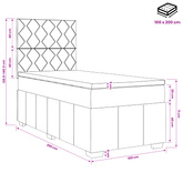 Łóżko z box spring LED z materacem Ciemnoszary 100 x 200 cm