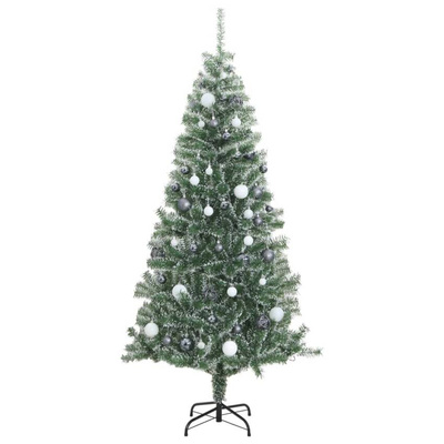 vidaXL Sztuczna choinka z 300 LED, bombkami i śniegiem, 210 cm