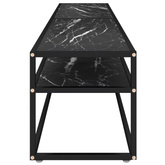 vidaXL Szafka pod TV, czarny marmur, 200x40x40,5 cm, szkło hartowane
