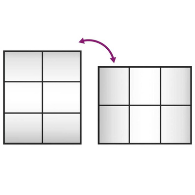 vidaXL Lustro ścienne, czarne, 50x60 cm, prostokątne, żelazo