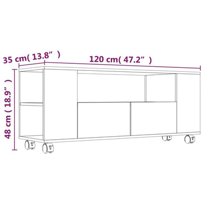 vidaXL Szafka pod TV, dąb sonoma, 120x35x48 cm materiał drewnopochodny