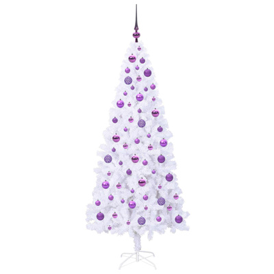 Sztuczna choinka z 300 diodami LED Biały 180 cm PVC i stal