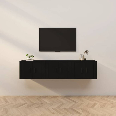 vidaXL Wiszące szafki telewizyjne, 3 szt., czarne, 57x34,5x40 cm