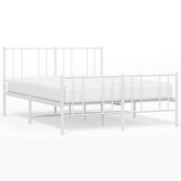 vidaXL Metalowa rama łóżka z wezgłowiem i zanóżkiem, biała, 120x200 cm model standard