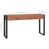 vidaXL Biurko z 2 szufladami, 140x40x75 cm, drewno tekowe