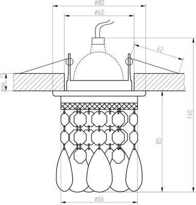 Oprawa stropowa biała z kryształkami MR16 50W SK-64 Candellux 2245150