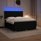 Łóżko z box spring LED z materacem Czarny 140 x 200 cm tkanina