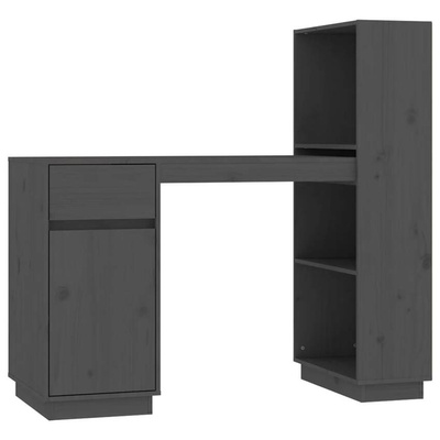 vidaXL Biurko, szare, 110x53x117 cm, lite drewno sosnowe