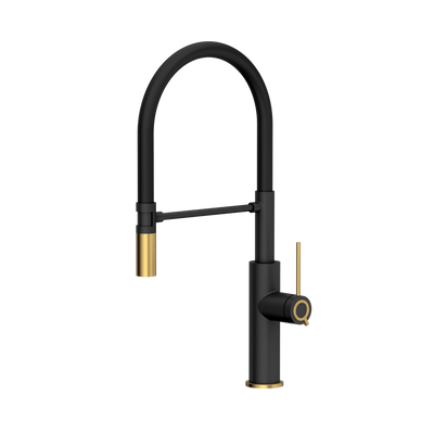 Quadron Bateria Kuchanna GEMMA Q LINE SteelQ pure carbon / Nano PVD złoty, czarny wąż