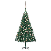 Sztuczna choinka z lampkami i bombkami, zielona, 120 cm, PVC vidaXL