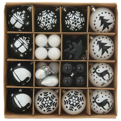 Zestaw Bombek Choinkowych 40 pcs Czarny i Biały