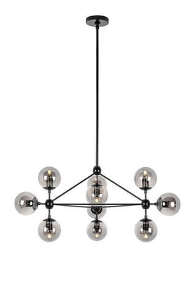 Lampa wisząca PLANETARIO 10  czarna klosze dymione