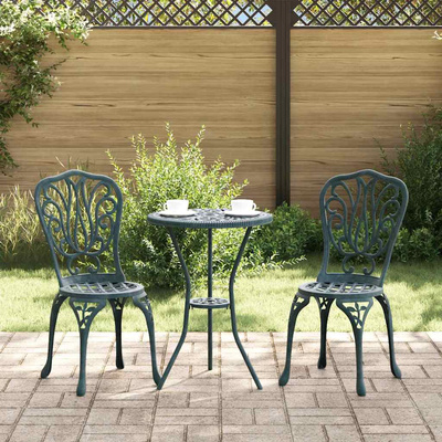 Zestaw Bistro Ogrodowego 3 szt. Zielony Aluminium