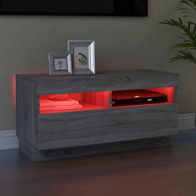vidaXL Szafka pod TV z oświetleniem LED, szary dąb sonoma, 80x35x40 cm